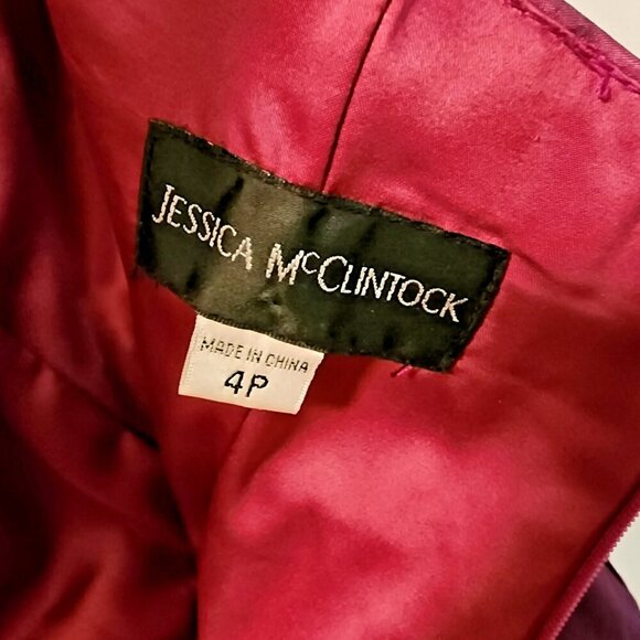 Jessica McClintock 4P Fuchsia Short Cocktail Prom Wedding Guest Dress Poly Blend - Picture 6 of 7